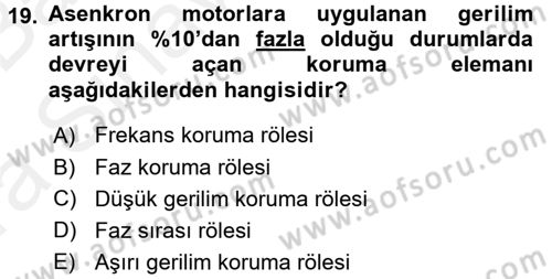 Elektromekanik Kumanda Sistemleri Dersi 2015 - 2016 Yılı (Vize) Ara Sınav Soruları 19. Soru