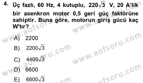 Elektromekanik Kumanda Sistemleri Dersi 2015 - 2016 Yılı (Vize) Ara Sınav Soruları 4. Soru