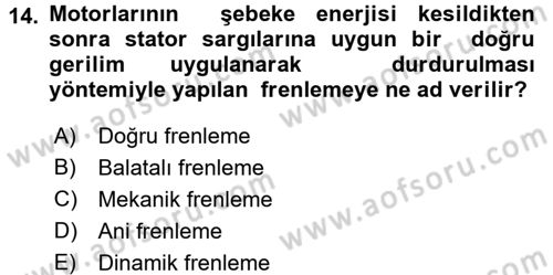 Elektromekanik Kumanda Sistemleri Dersi 2015 - 2016 Yılı (Final) Dönem Sonu Sınav Soruları 14. Soru