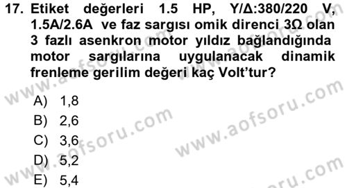 Elektromekanik Kumanda Sistemleri Dersi 2015 - 2016 Yılı (Final) Dönem Sonu Sınav Soruları 17. Soru