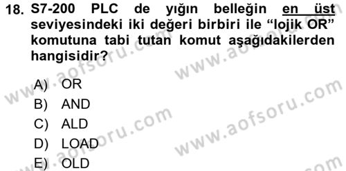 Elektromekanik Kumanda Sistemleri Dersi 2015 - 2016 Yılı (Final) Dönem Sonu Sınav Soruları 18. Soru