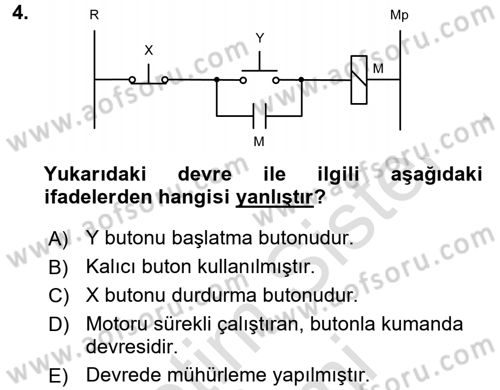 Elektromekanik Kumanda Sistemleri Dersi 2015 - 2016 Yılı (Final) Dönem Sonu Sınavı 4. Soru