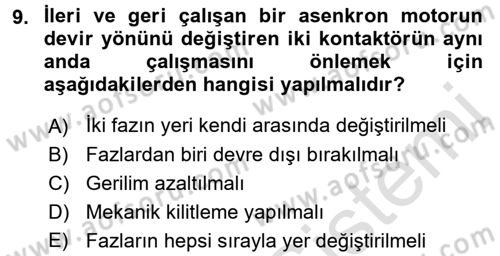 Elektromekanik Kumanda Sistemleri Dersi 2015 - 2016 Yılı (Final) Dönem Sonu Sınav Soruları 9. Soru