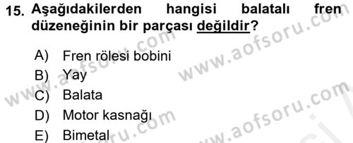 Elektromekanik Kumanda Sistemleri Dersi 2015 - 2016 Yılı Tek Ders Sınav Soruları 15. Soru
