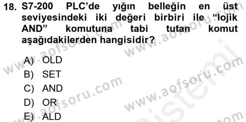 Elektromekanik Kumanda Sistemleri Dersi 2015 - 2016 Yılı Tek Ders Sınav Soruları 18. Soru