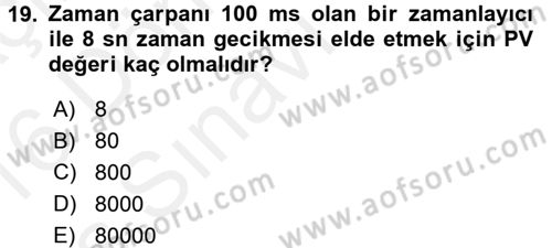 Elektromekanik Kumanda Sistemleri Dersi 2015 - 2016 Yılı Tek Ders Sınavı 19. Soru