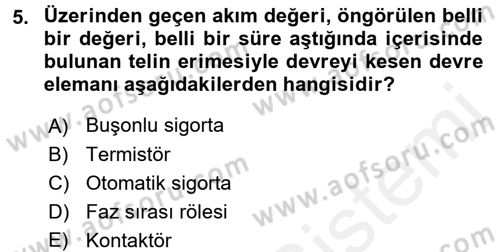 Elektromekanik Kumanda Sistemleri Dersi 2015 - 2016 Yılı Tek Ders Sınav Soruları 5. Soru