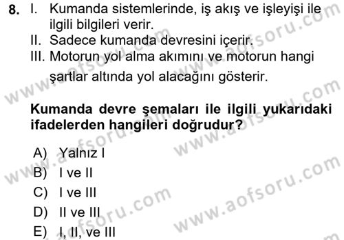 Elektromekanik Kumanda Sistemleri Dersi 2015 - 2016 Yılı Tek Ders Sınavı 8. Soru