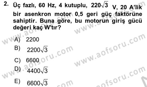 Elektromekanik Kumanda Sistemleri Dersi 2016 - 2017 Yılı (Vize) Ara Sınavı 2. Soru