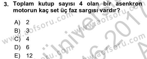 Elektromekanik Kumanda Sistemleri Dersi 2016 - 2017 Yılı (Vize) Ara Sınavı 3. Soru