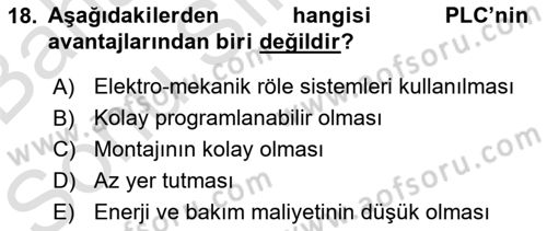 Elektromekanik Kumanda Sistemleri Dersi 2016 - 2017 Yılı (Final) Dönem Sonu Sınav Soruları 18. Soru