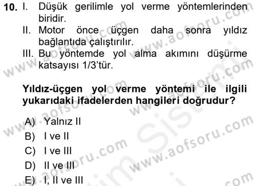 Elektromekanik Kumanda Sistemleri Dersi 2017 - 2018 Yılı (Final) Dönem Sonu Sınav Soruları 10. Soru