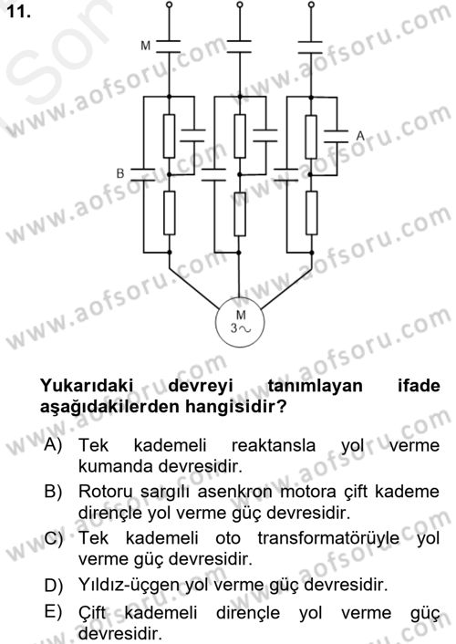 Elektromekanik Kumanda Sistemleri Dersi 2017 - 2018 Yılı (Final) Dönem Sonu Sınav Soruları 11. Soru