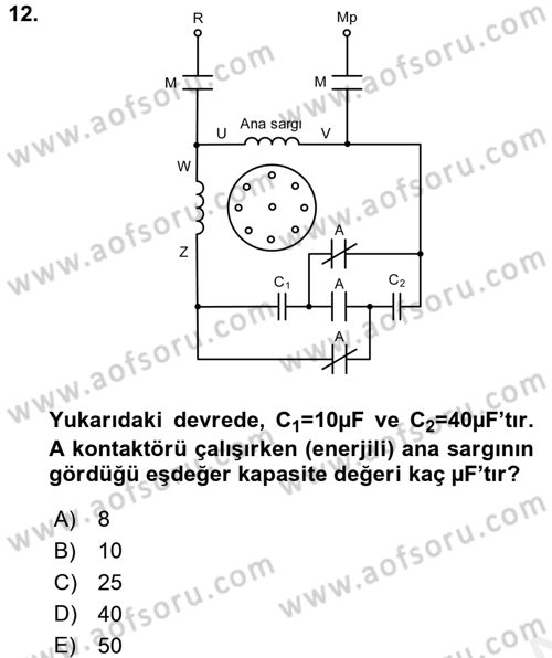 Elektromekanik Kumanda Sistemleri Dersi 2017 - 2018 Yılı (Final) Dönem Sonu Sınav Soruları 12. Soru