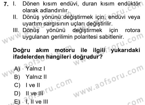 Elektromekanik Kumanda Sistemleri Dersi 2017 - 2018 Yılı (Final) Dönem Sonu Sınav Soruları 7. Soru