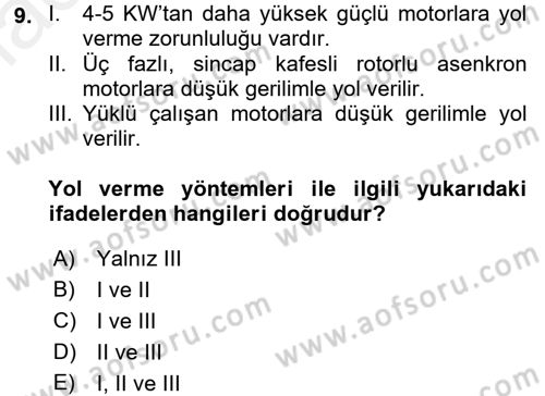 Elektromekanik Kumanda Sistemleri Dersi 2017 - 2018 Yılı (Final) Dönem Sonu Sınav Soruları 9. Soru