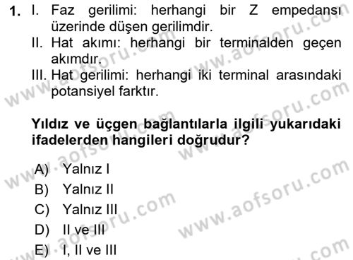 Elektromekanik Kumanda Sistemleri Dersi 2018 - 2019 Yılı 3 Ders Sınavı 1. Soru