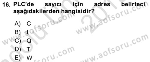 Elektromekanik Kumanda Sistemleri Dersi 2018 - 2019 Yılı 3 Ders Sınavı 16. Soru