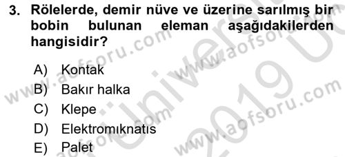 Elektromekanik Kumanda Sistemleri Dersi 2018 - 2019 Yılı 3 Ders Sınavı 3. Soru