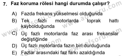 Elektromekanik Kumanda Sistemleri Dersi 2018 - 2019 Yılı 3 Ders Sınavı 7. Soru