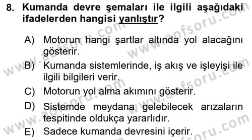 Elektromekanik Kumanda Sistemleri Dersi 2018 - 2019 Yılı 3 Ders Sınavı 8. Soru