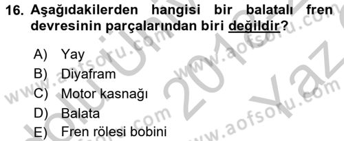 Elektromekanik Kumanda Sistemleri Dersi 2018 - 2019 Yılı Yaz Okulu Sınav Soruları 16. Soru