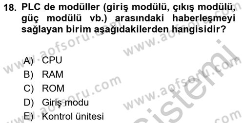 Elektromekanik Kumanda Sistemleri Dersi 2018 - 2019 Yılı Yaz Okulu Sınav Soruları 18. Soru