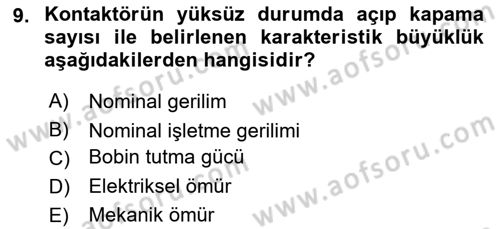 Elektromekanik Kumanda Sistemleri Dersi 2018 - 2019 Yılı Yaz Okulu Sınav Soruları 9. Soru
