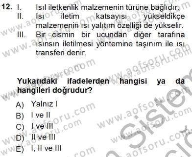 Enerji Tasarrufu Dersi 2012 - 2013 Yılı (Vize) Ara Sınav Soruları 12. Soru