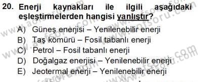 Enerji Tasarrufu Dersi 2012 - 2013 Yılı (Vize) Ara Sınav Soruları 20. Soru