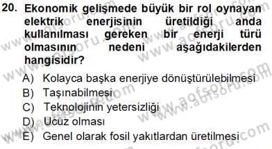 Enerji Tasarrufu Dersi 2013 - 2014 Yılı Tek Ders Sınav Soruları 20. Soru