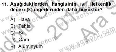 Enerji Tasarrufu Dersi 2014 - 2015 Yılı (Vize) Ara Sınav Soruları 11. Soru