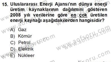 Enerji Tasarrufu Dersi 2014 - 2015 Yılı (Vize) Ara Sınav Soruları 15. Soru