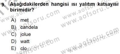 Enerji Tasarrufu Dersi 2015 - 2016 Yılı (Vize) Ara Sınavı 9. Soru
