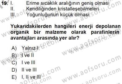 Enerji Tasarrufu Dersi 2015 - 2016 Yılı (Final) Dönem Sonu Sınav Soruları 19. Soru