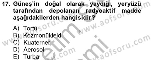 Enerji ve Çevre Dersi 2012 - 2013 Yılı (Vize) Ara Sınav Soruları 17. Soru