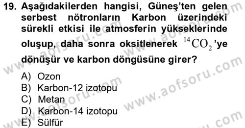 Enerji ve Çevre Dersi 2012 - 2013 Yılı (Vize) Ara Sınav Soruları 19. Soru