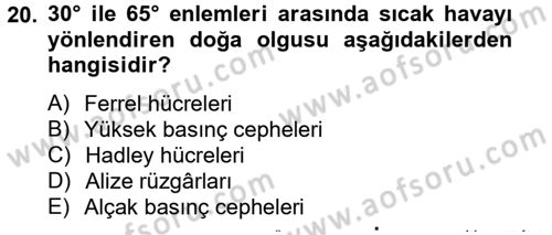 Enerji ve Çevre Dersi 2012 - 2013 Yılı (Vize) Ara Sınav Soruları 20. Soru