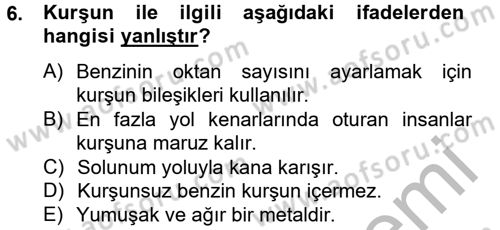 Enerji ve Çevre Dersi 2012 - 2013 Yılı (Vize) Ara Sınav Soruları 6. Soru