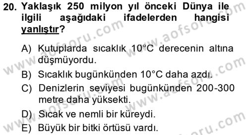 Enerji ve Çevre Dersi 2013 - 2014 Yılı (Vize) Ara Sınav Soruları 20. Soru
