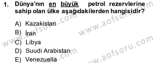 Enerji ve Çevre Dersi 2013 - 2014 Yılı (Final) Dönem Sonu Sınav Soruları 1. Soru