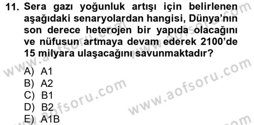 Enerji ve Çevre Dersi 2013 - 2014 Yılı Tek Ders Sınav Soruları 11. Soru