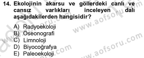 Enerji ve Çevre Dersi 2013 - 2014 Yılı Tek Ders Sınav Soruları 14. Soru