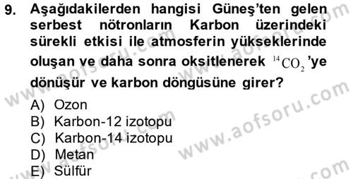 Enerji ve Çevre Dersi 2013 - 2014 Yılı Tek Ders Sınav Soruları 9. Soru