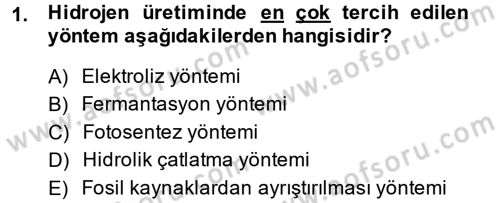 Enerji ve Çevre Dersi 2014 - 2015 Yılı (Vize) Ara Sınav Soruları 1. Soru