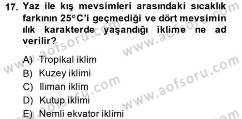 Enerji ve Çevre Dersi 2014 - 2015 Yılı (Vize) Ara Sınav Soruları 17. Soru