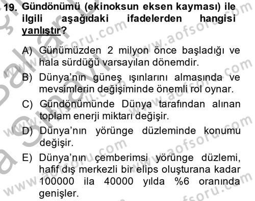 Enerji ve Çevre Dersi 2014 - 2015 Yılı (Vize) Ara Sınav Soruları 19. Soru