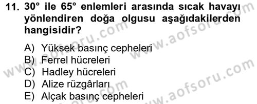 Enerji ve Çevre Dersi 2014 - 2015 Yılı Tek Ders Sınav Soruları 11. Soru