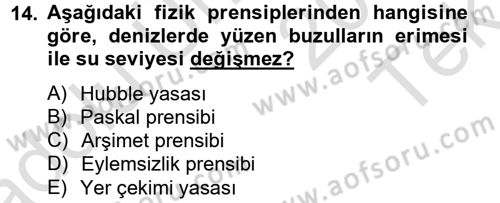 Enerji ve Çevre Dersi 2014 - 2015 Yılı Tek Ders Sınav Soruları 14. Soru
