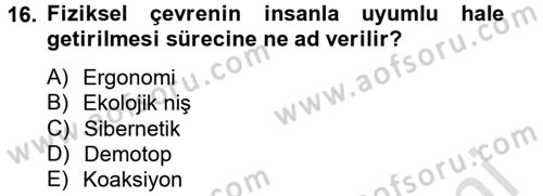 Enerji ve Çevre Dersi 2014 - 2015 Yılı Tek Ders Sınav Soruları 16. Soru